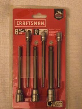 Craftsman 6-Piece SAE Hex Ball End Socket Bit Set - Red
